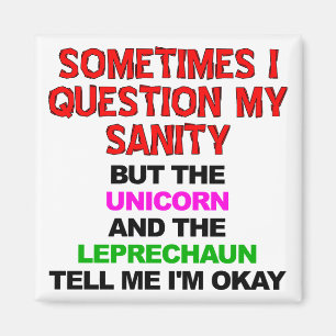Unicorn Leprechaun Sanity Funny Fridge Magnet Magneet