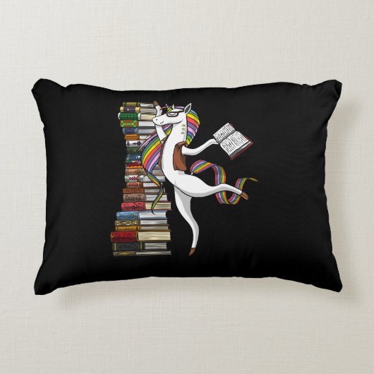 Unicorn Librarian Magical Book Reading Nerd Accent Kussen (Voorkant)