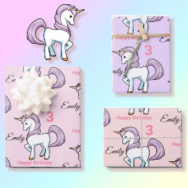 Unicorn Little Girl's Birthday Party Gift Inpakpapier Vel