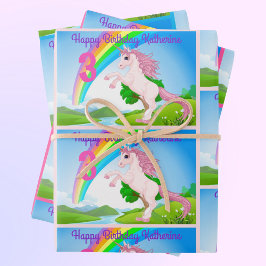 Unicorn Little Girl's Birthday Party Gift Wrapping Inpakpapier Vel