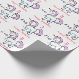 UNICORN Little Girl's Personalize Name Birthday Cadeaupapier