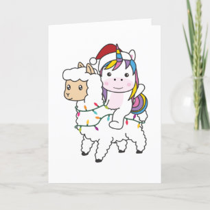 Unicorn Llama Christmas Snow Winter Animals Adult Feestdagen Kaart