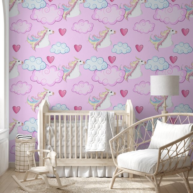 Unicorn Love and Clouds  Behang (Kinderen)