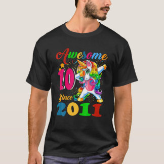 Unicorn Lover Geweldige sinds 2011 10 jaar oud T-shirt