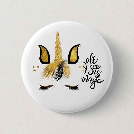Unicorn Magic Quote Ronde Button 5,7 Cm (Voorkant)