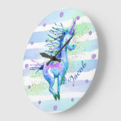 Unicorn Magic Waterverf Stripes Blue Grote Klok (Hoek)