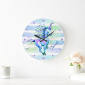 Unicorn Magic Waterverf Stripes Blue Grote Klok (Huis)