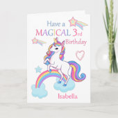 Unicorn Magical 3rd Birthday Pink Kaart (Voorkant)