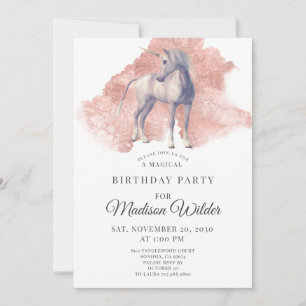 Unicorn Magical Birthday Invitation Kaart