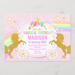 Unicorn Magical Birthday Invitation / Whimsical Kaart