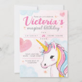 Unicorn Magical Birthday Invite Kaart (Voorkant)