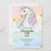 Unicorn Magical Birthday Party Invitation Card (Devant)