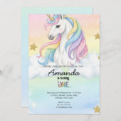 Unicorn Magical Birthday Party Invitation Card (Devant / Derrière)
