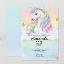 Unicorn Magical Birthday Party Invitation Card
