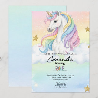 Unicorn Magical Birthday Party Invitation Card Kaart