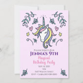 Unicorn Magical Birthday Party Kaart (Voorkant)
