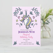 Unicorn Magical Birthday Party Kaart (Staand voorkant)