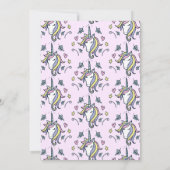 Unicorn Magical Birthday Party Kaart (Achterkant)