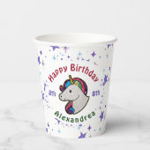 Unicorn Magical Glitter Birthday Child Personalize Papieren Bekers (Achterkant)