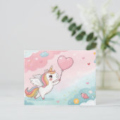 Unicorn Magical Heart Day Briefkaart (Staand voorkant)