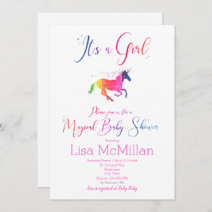 Unicorn Magical Rainbow Baby shower Uitnodiging