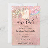 Unicorn Magical Rainbow Glitter Girl Baby shower Kaart (Voorkant)