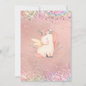Unicorn Magical Rainbow Glitter Girl Baby shower Kaart (Achterkant)