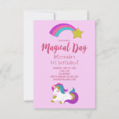 Unicorn magische day verjaardagsuitnodiging kaart (Voorkant)
