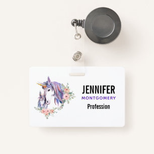  Unicorn Mam & Baby Waterverf Floral Badge