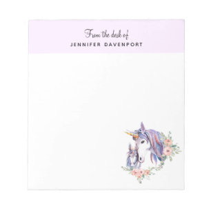 Unicorn Mam & Baby Waterverf Floral Notitieblok
