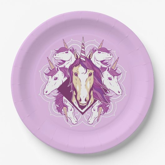 Unicorn Mandala Papieren Bordje (Voorkant)