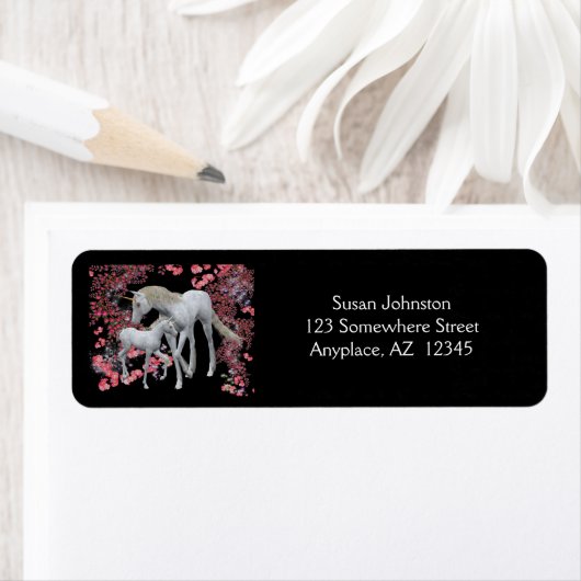 Unicorn Mare en Foal Fantasy Adres Etiket (Insitu)