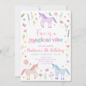 Unicorn Meadow Five is a Magical Vibe Birthday Kaart (Voorkant)