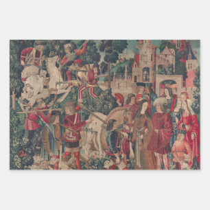 Unicorn Medieval Art - Jagers keren terug naar Cas Inpakpapier Vel