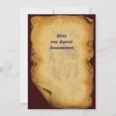 UNICORN MEDIEVAL FANTASY FLOWERS, FLORAL PARCHMENT KAART (Achterkant)