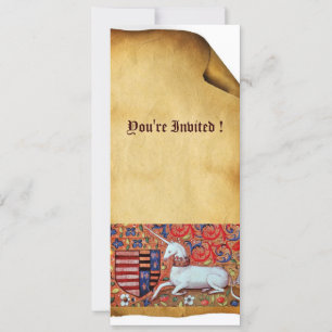 UNICORN MEDIEVAL FANTASY FLOWERS, FLORAL PARCHMENT KAART