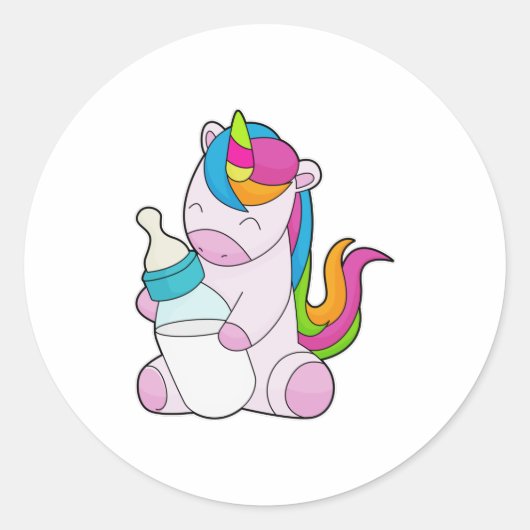 Unicorn Melkfles Ronde Sticker (Voorkant)