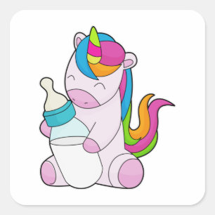 Unicorn Melkfles Vierkante Sticker
