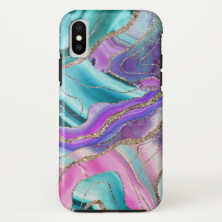 Unicorn Mermaid Agate Glitter Glam #1 #marble iPhone X Hoesje