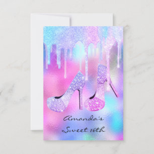 Unicorn Mermaid Drivers Holographic Roze High Heel Kaart