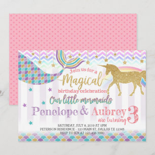 Unicorn Mermaid Invitation de l'invitation