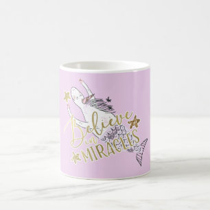 Unicorn Mermaid Modern Trendy Believe in Miracles Koffiemok