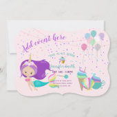 Unicorn Mermaid Princesse Invitations d'anniversai (Devant)