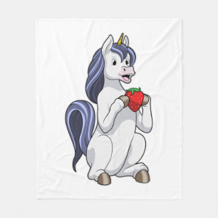 Unicorn met aardbeienvruchten fleece deken