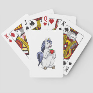 Unicorn met aardbeienvruchten pokerkaarten