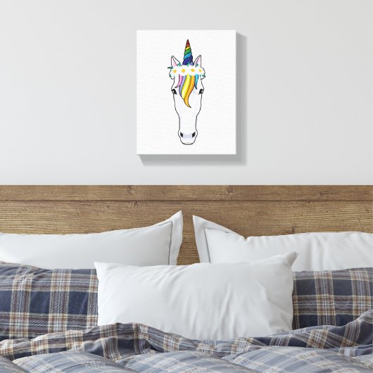 Unicorn met bloemen canvas afdruk (Insitu (Slaapkamer))