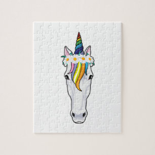Unicorn met bloemen legpuzzel