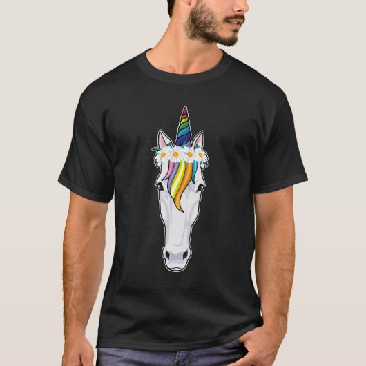 Unicorn met bloemen t-shirt (Voorkant)