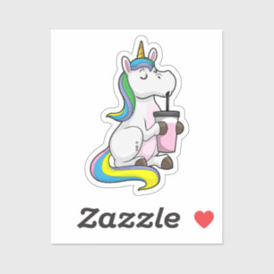 Unicorn met Bubble Tea Sticker