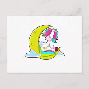 Unicorn met Clouds & Moon Briefkaart